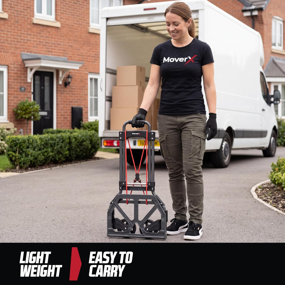 MoverX Folding Hand Truck Aluminium, Heavy Duty Hand Truck Foldable Trolley on Wheels, Multi Purpose Sack Truck Moving Trolley, 80kg