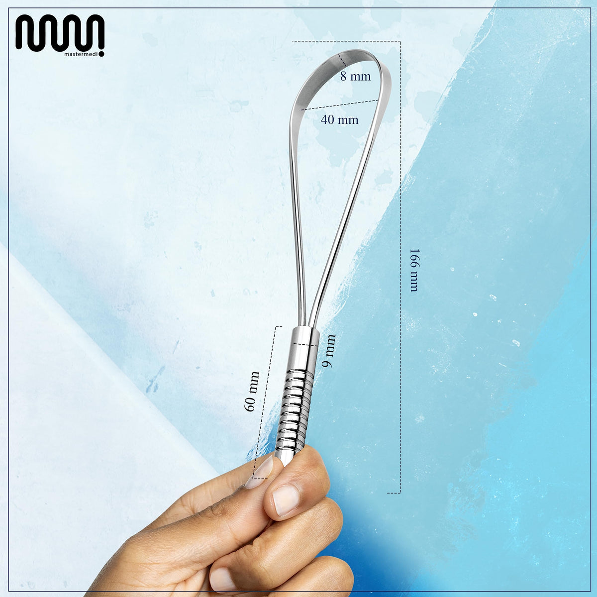 MasterMedi Tongue Scraper with Travel Case 1 Pack, Bad Breath Treatment Tongue Scraper for Adults & Kids, Stainless Steel Metal Tongue Scraper, Easy to Use Tongue Cleaner for Hygiene and Self Care