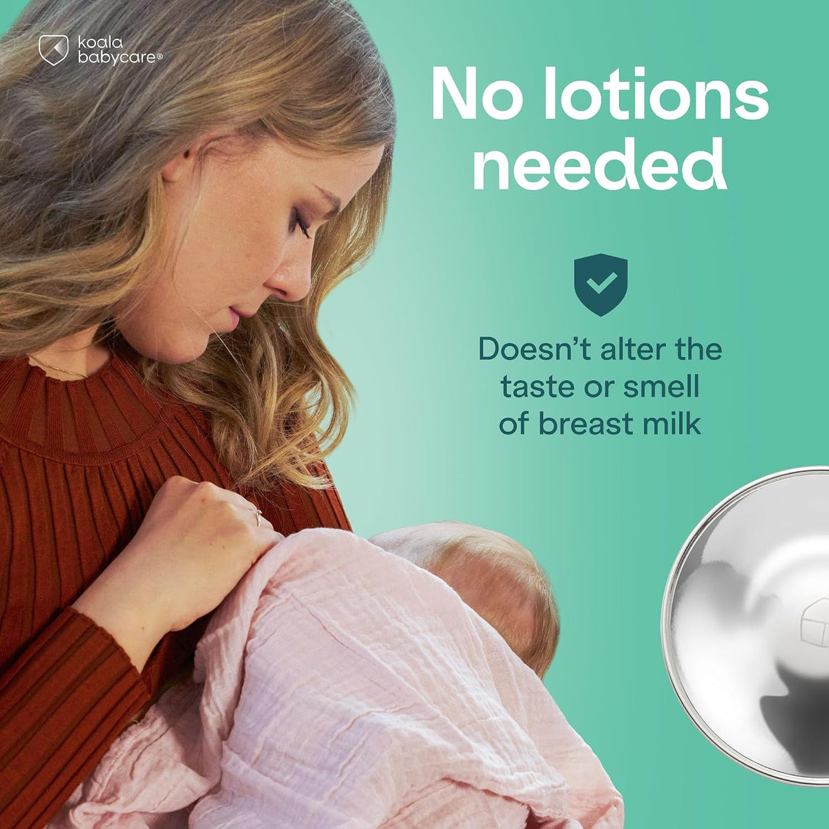 Koala Babycare Silver Nipple Shields - Silver Cups Breastfeeding for Nursing Newborn - Protect and Soothe Your Nursing Nipples - Made in Italy - Medical Device Class 1 -Tri-Laminate Silver