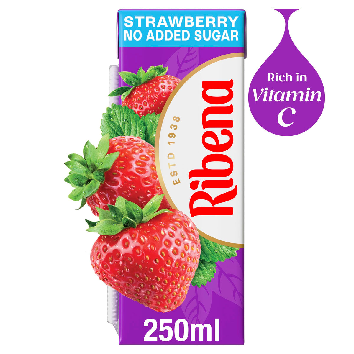 Ribena Blackcurrant Juice Drink Cartons - Multipack 6x250ml; Real Fruit; Rich In Vitamin C; No Artificial Colours or flavours ; Perfect For On The Go