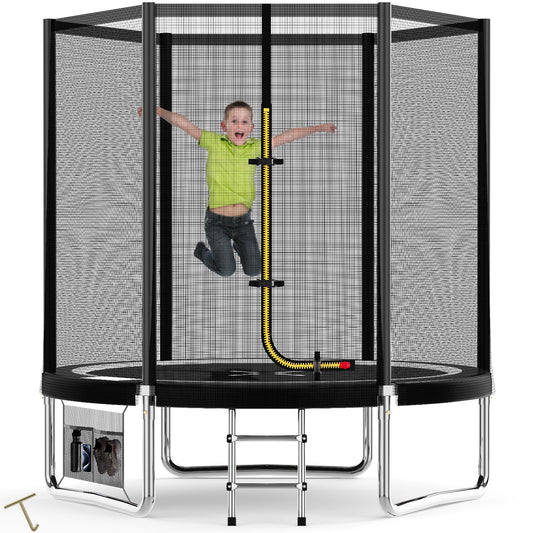 Devoko 7.5ft Rectangular Garden Trampoline with Safety Net — 42 Springs, Padded Edges