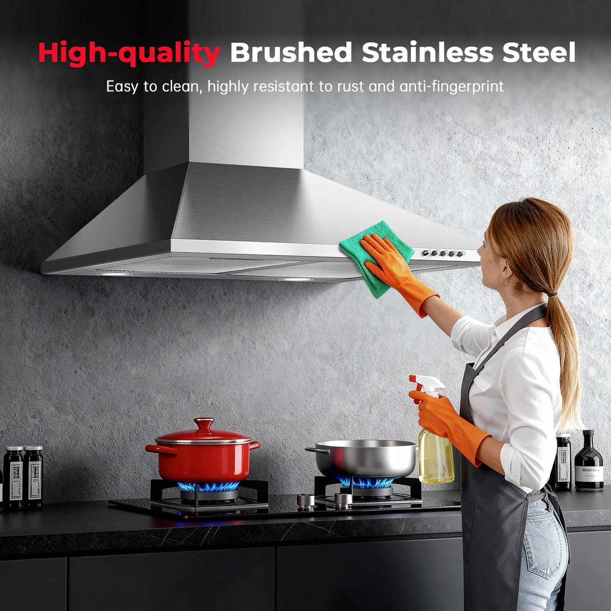 SNDOAS Chimney Cooker Hood 90cm, 3-Speed, Recirculating & Ducting