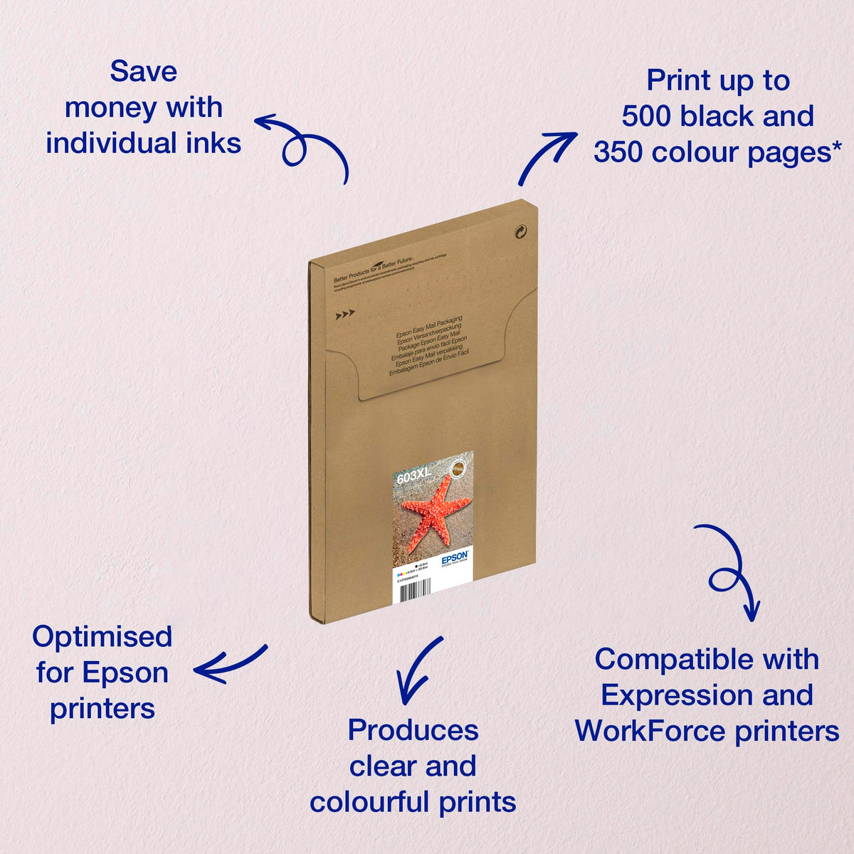 Epson 603 Starfish Genuine , 4-Colours Multipack Ink Cartridges