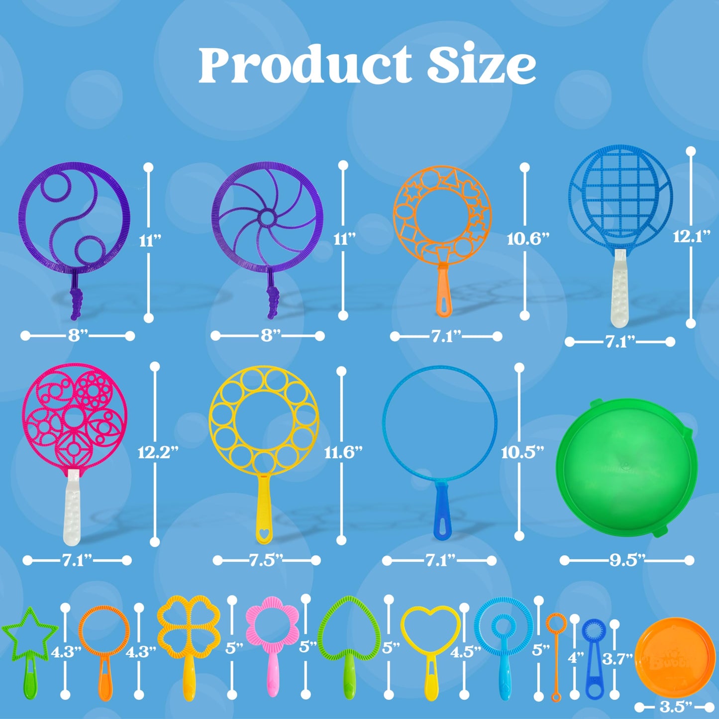 JOYIN Big Bubble Wands Set Bulk for Kids Summer Outdoor Toy Game Activity Party Favors, 18 Pcs Giant Bubble Maker with Tray, 12" Large, 6 Pcs Solution Suitable for All Age People