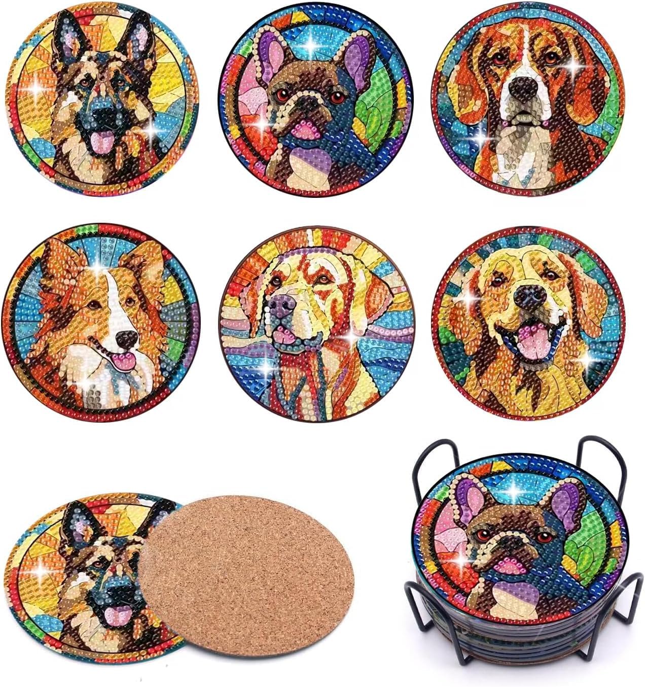 8 Pcs Flowers Diamond Art Coasters Kits for Adults Begainners,Full Drill Diamond Painting Coasters Kit with Holder,DIY Gem Painting Craft Kits for Adults Supplies Gift (Flowers).