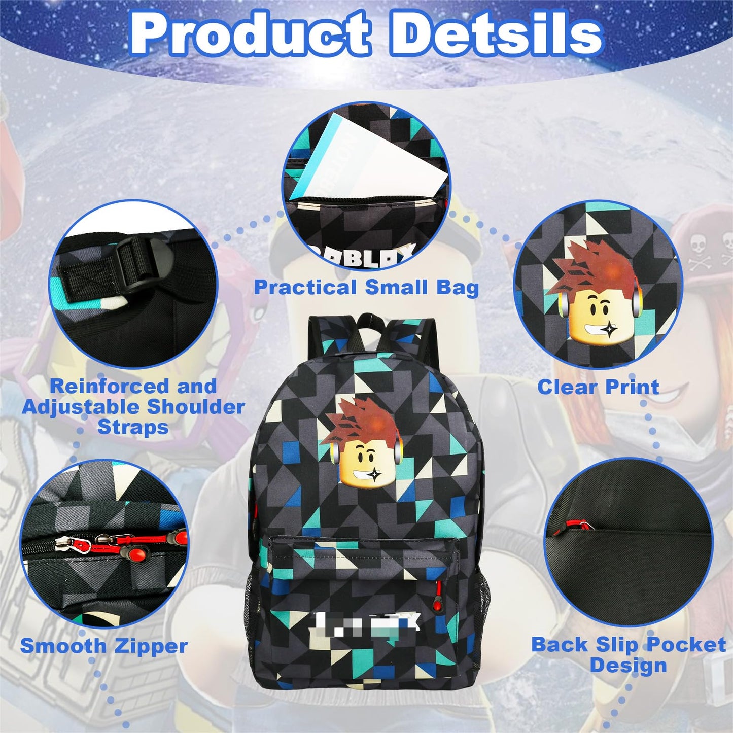yumcute De-mn Backpack Kids, Teen Game School Bags, Children Primary Schoolbag, Children's School Backpack, 17 Inch Large Capacity Travel Rucksack Waterproof Boys Girls Book Bags for Aged 3-12 Years