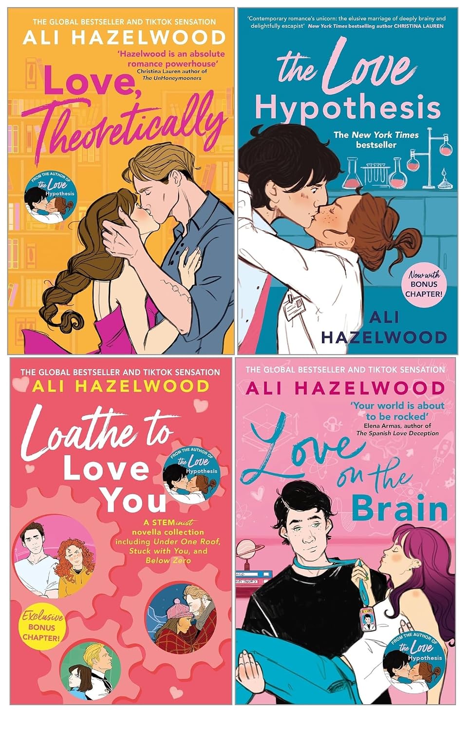 Ali Hazelwood Collection 4 Books Set (Love, Theoretically, The Love Hypothesis, Love on the Brain & Loathe to Love You)