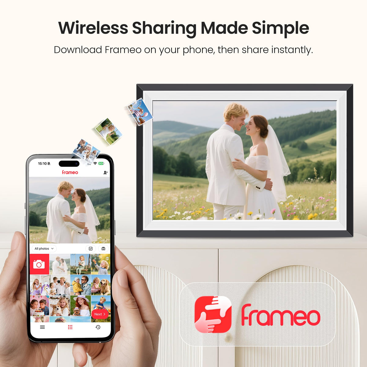 Frameo WiFi Digital Photo Frame 10.1 Inch - 1280x800 HD IPS Touch Screen Picture Frame Electronic, 32GB Memory, Auto Rotate, Wall Mountable, Digital PictureFrame for Sharing Photos and Videos