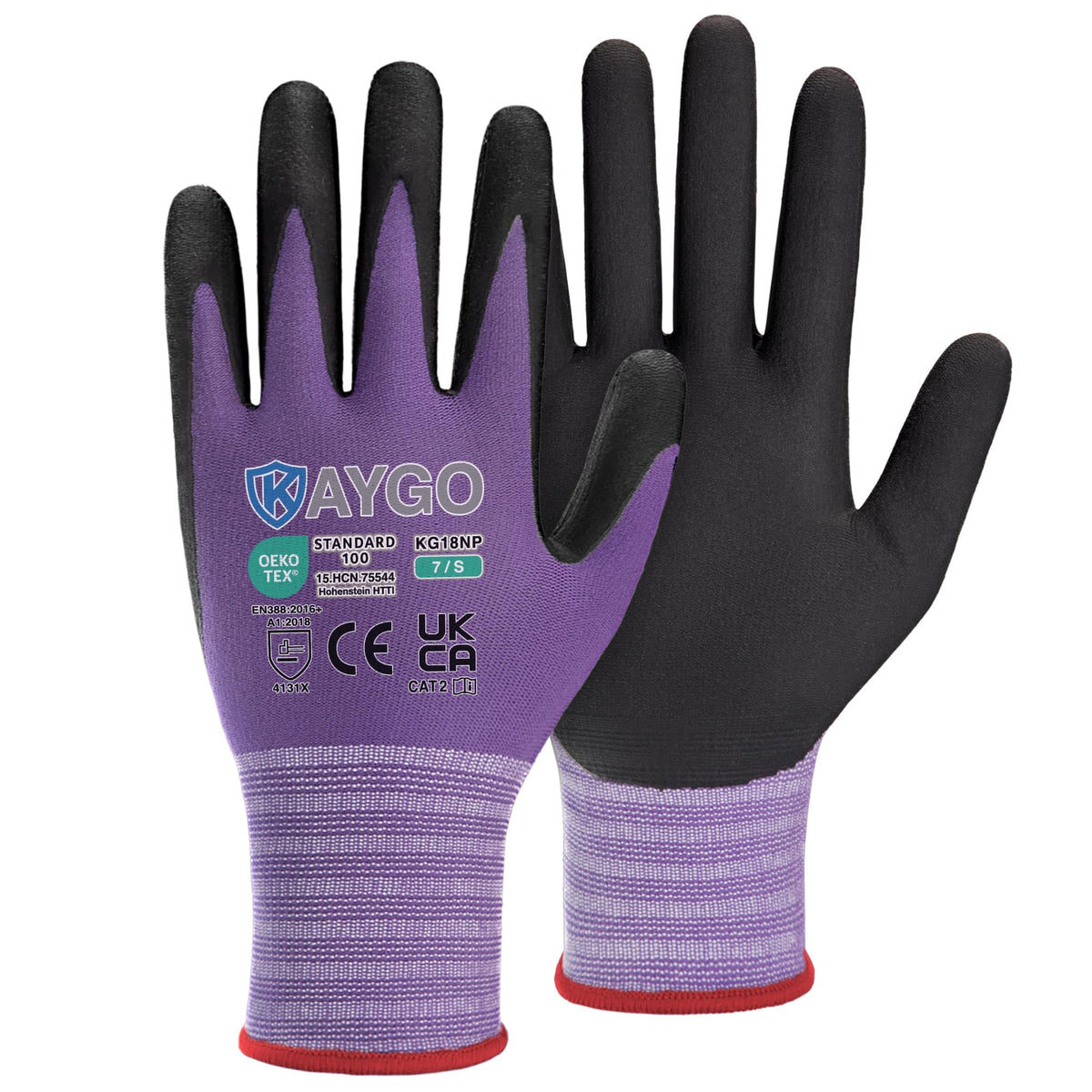 KAYGO Safety Work Gloves MicroFoam Nitrile Coated 12 Pairs, KG18NB