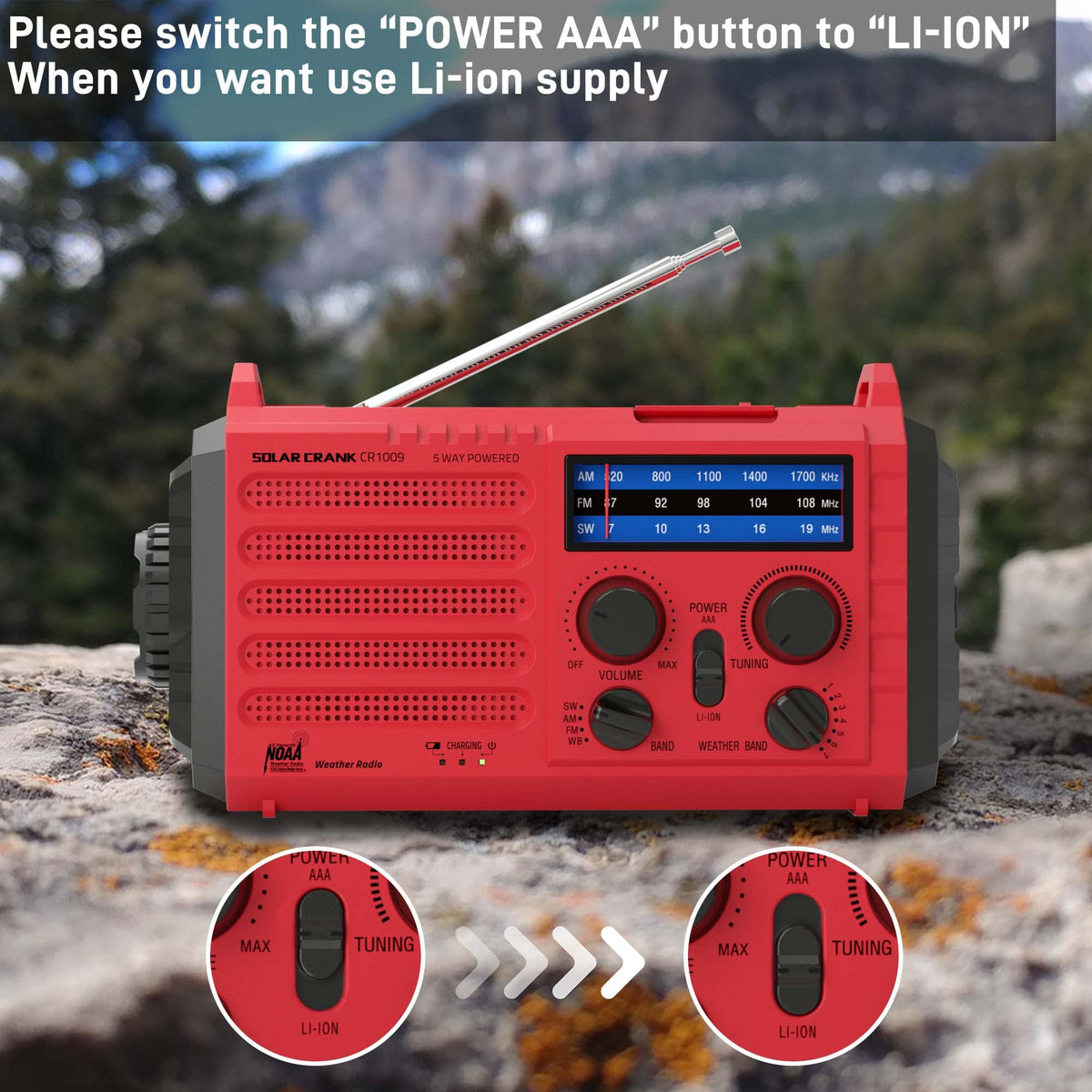 Mesqool Wind Up Radio Solar Powered, 5000mAh Emergency Hand Crank AM FM Radio with Flashlight, Reading Lamp, USB Phone Charger, SOS Alarm and Compass
