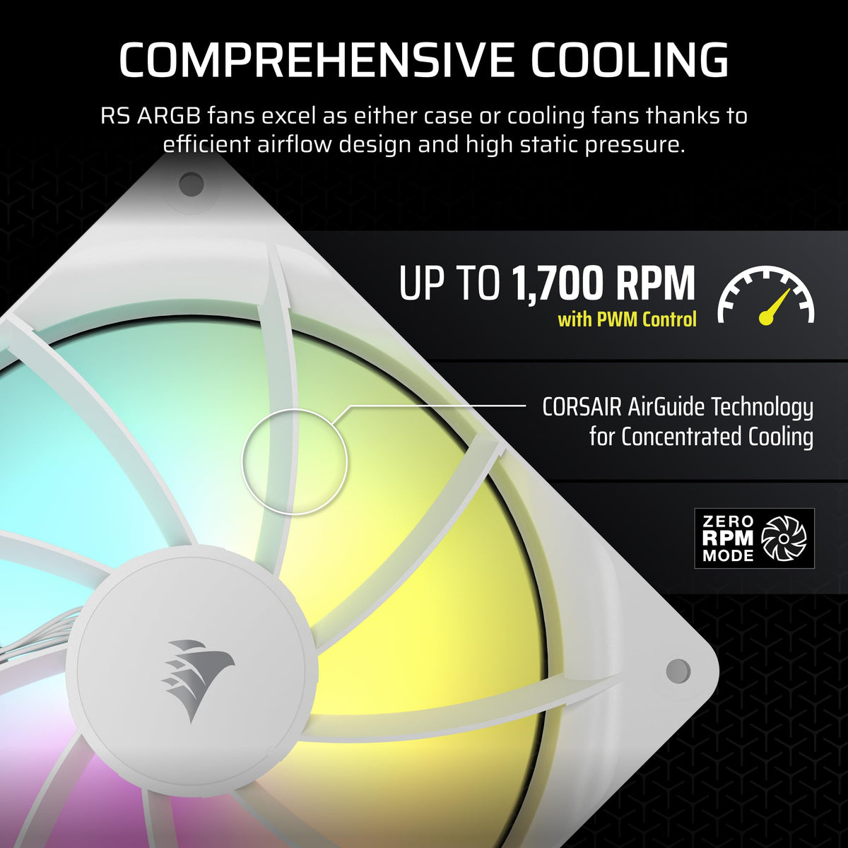 CORSAIR RS120 ARGB 120mm PWM Fans – Daisy-Chain Connection – Low-Noise – Magnetic Dome Bearing – Triple Pack – White