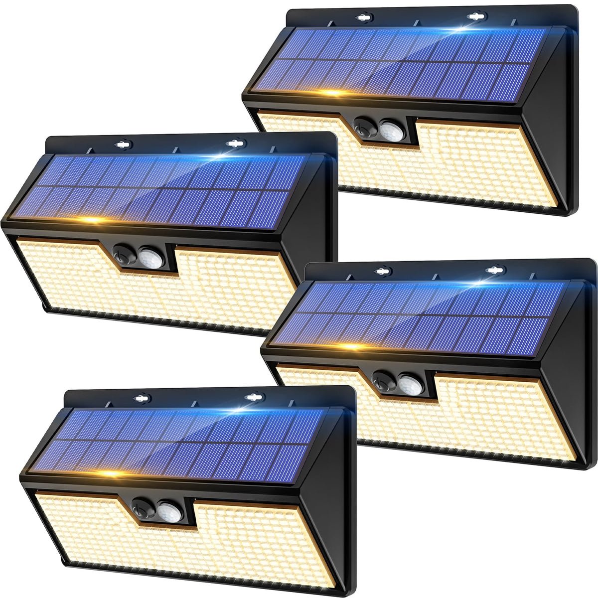 vighep Solar Security Lights Outdoor Motion Sensor, White 318LED Led Solar Powered Light with 3 Lighting Modes, IP65 Waterproof Wireless Pir Wall Light for Outside Garden Fence Yard-Warm White