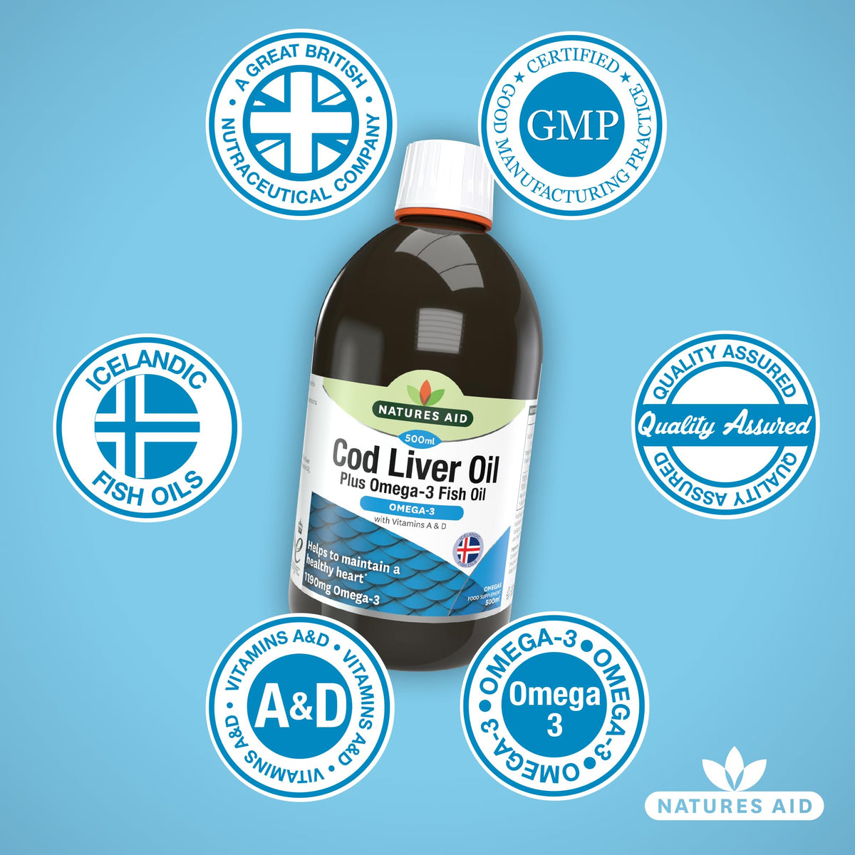Natures Aid Cod Liver Oil 1000mg – 180 Capsules