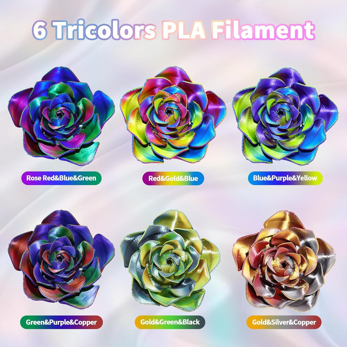 YOUSU 3D Printer Filament Bundle,Glow in The Dark Filament Multicolor,PLA Filament 1.75 mm,Green, Blue,Purple and Rainbow Accuracy +/- 0.03 mm,250g X 4 Pack