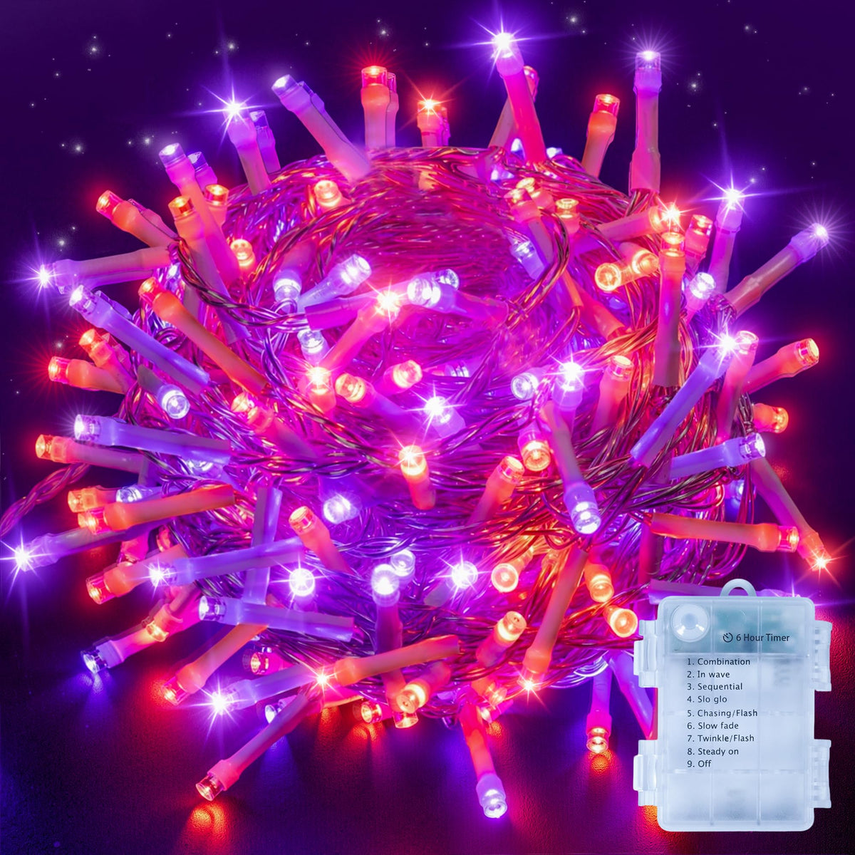 Ollny Fairy Lights Battery Operated, 10m 100 LEDs Bright Battery Powered String Lights, Cool White Outside Christmas Lights Waterproof with 8 Modes/Timer for Indoor Outdoor Bedroom Garden Decorations