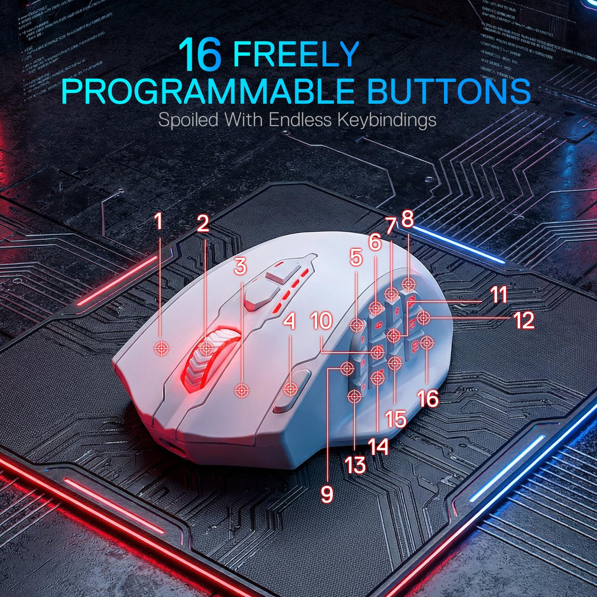 Redragon M908 Impact RGB LED MMO Gaming Mouse With 12 Side Buttons, Optical Wired Ergonomic Mouse with Max 12,400DPI, High Precision, 18 Programmable Macro Shortcuts, Comfort Grip