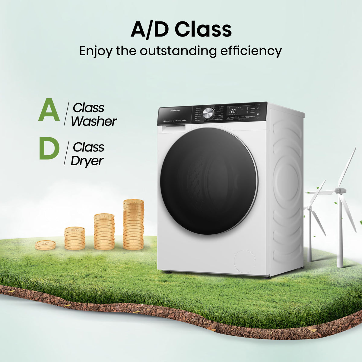 Hisense 3S Series WD3S8043BB3 Wifi Connected 8Kg and 5Kg Washer Dryer with 1400 rpm - Black - A-D Rated
