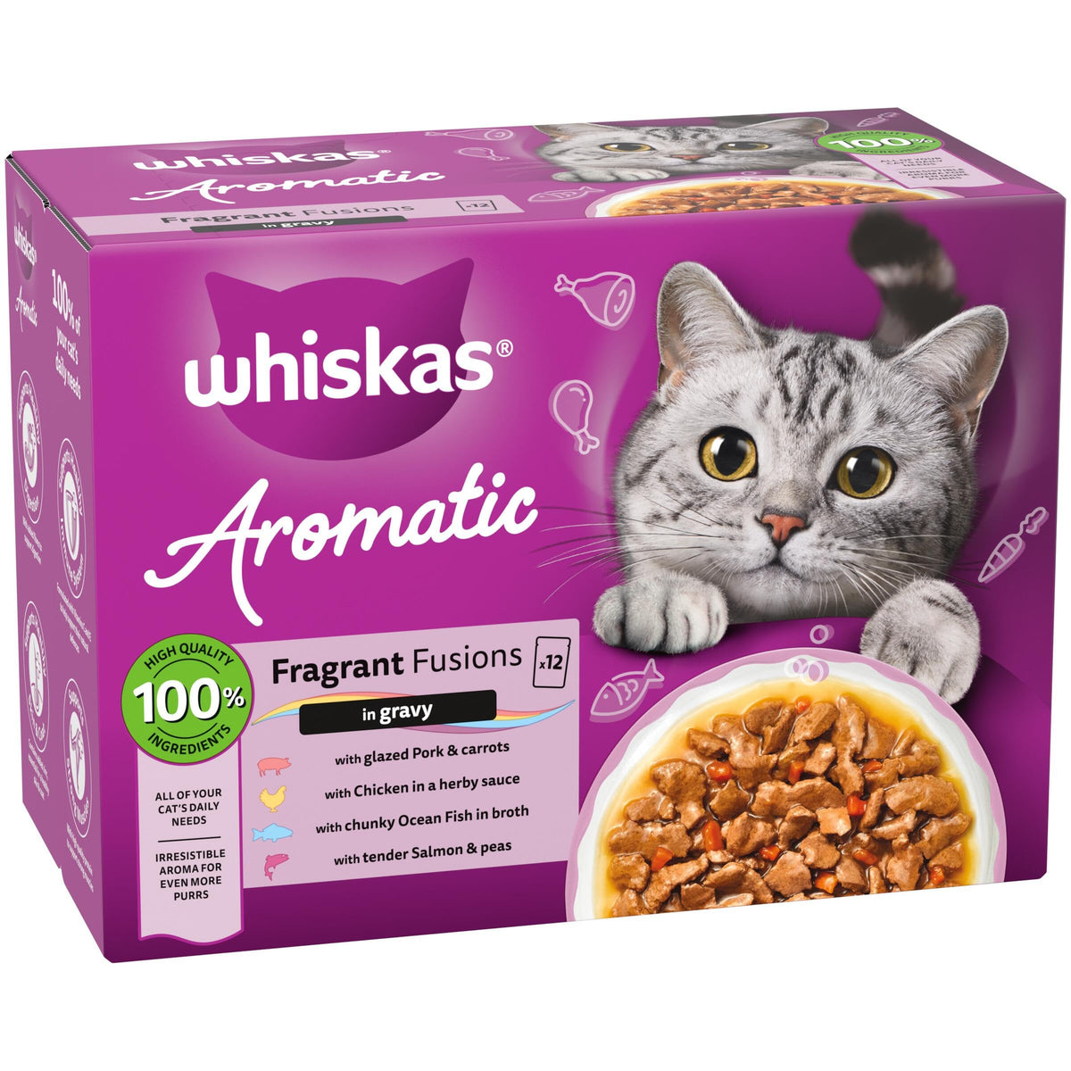 WHISKAS AROMATIC Adult Wet Cat Food in Gravy 40x85g Fragrant Fusions