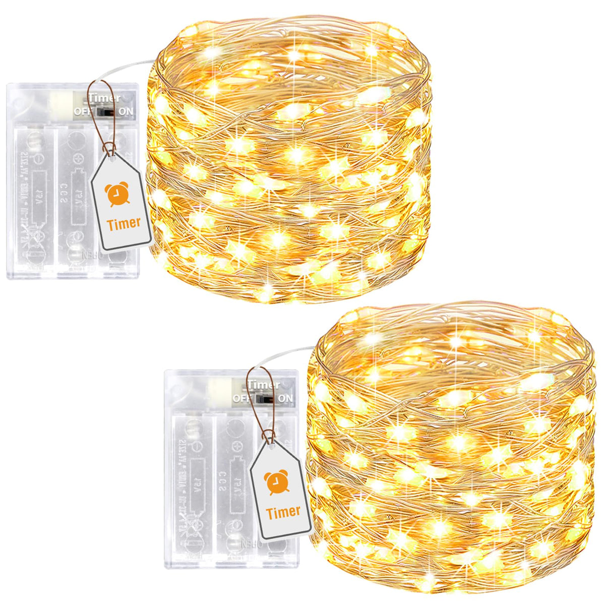 btfarm 2 Pack Halloween Orange Fairy Lights Battery Operated with Timer