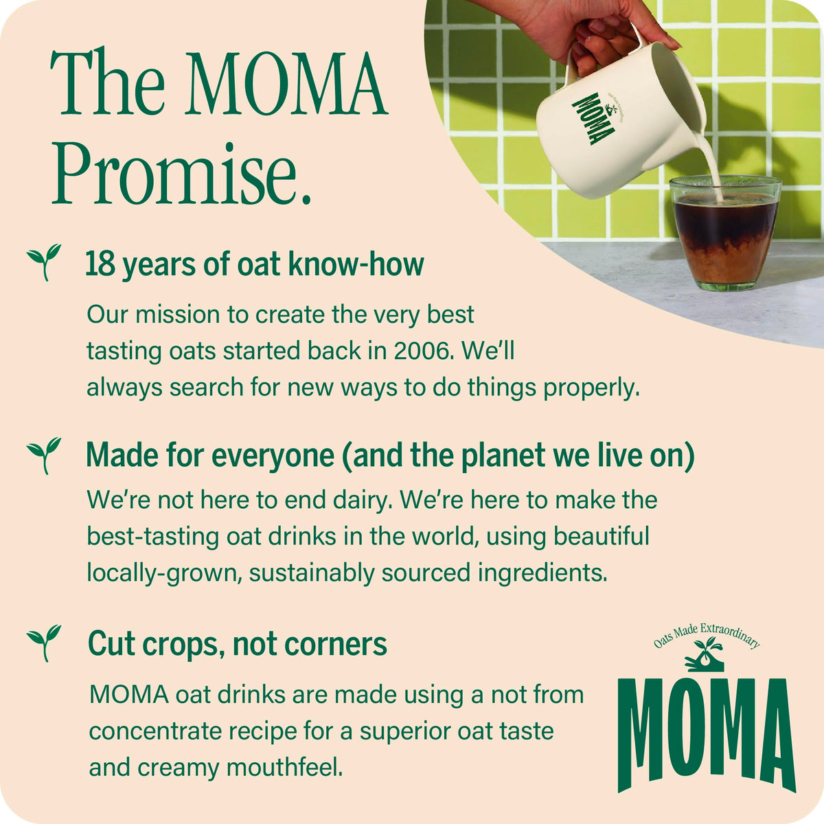 MOMA Pistachio Oat Drink • 1L • No Added Sugar • Vegan, Nut Free & GF