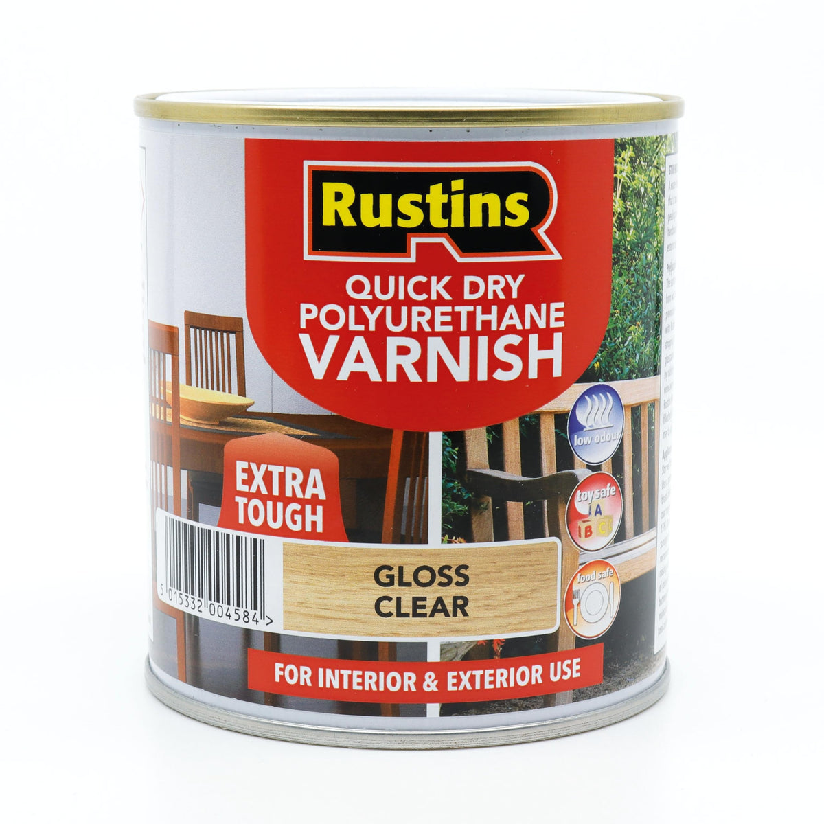 RustinsQuick Dry Poly Varnish Satin Clear 500ml -Tough, Water-Based Clear Finish in Gloss, Matt or Satin; Durable Protection for Interior Wood, Furniture and Floors