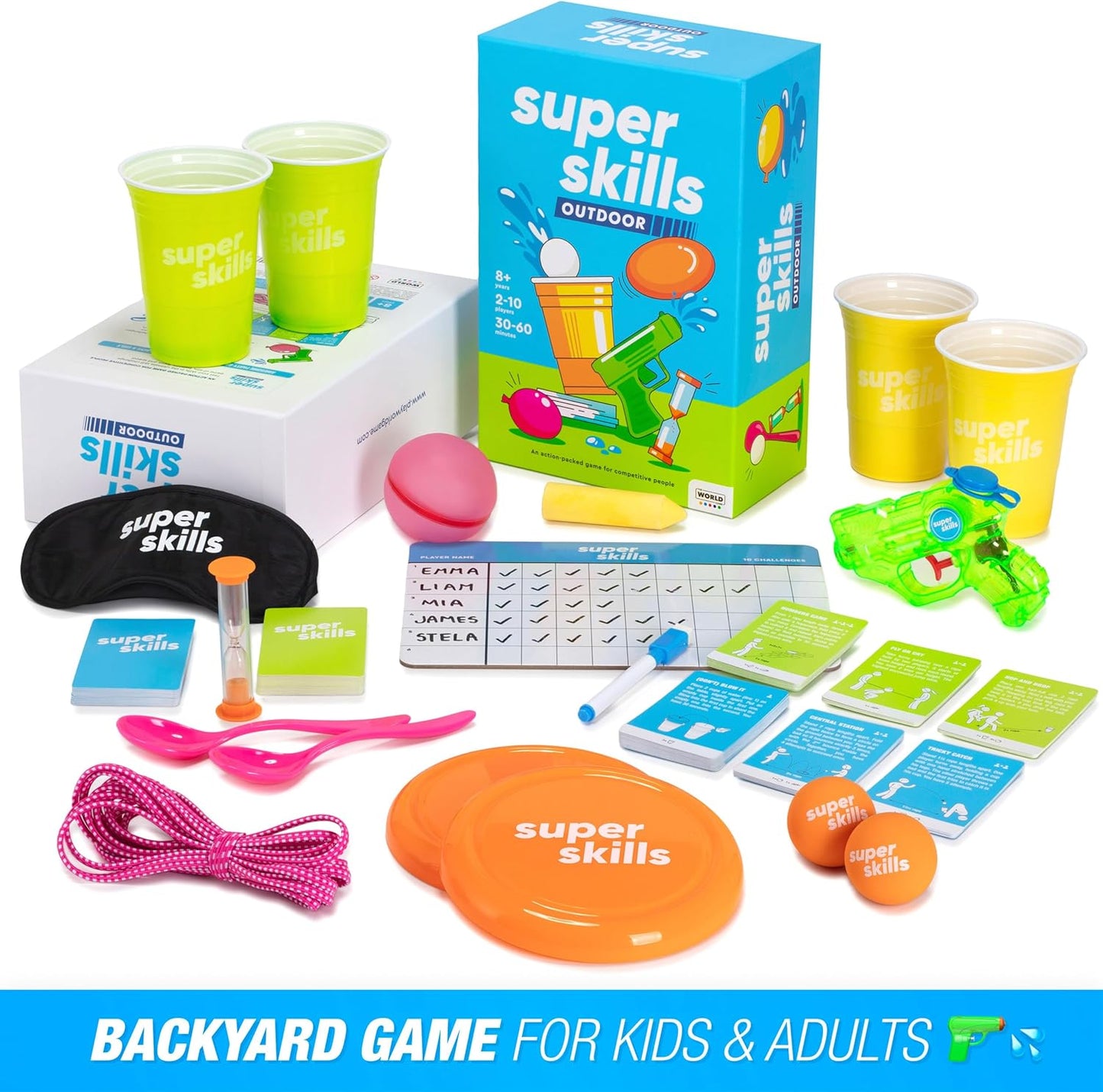 The World Game Super Skills Outdoor Garden Games for Kids 8 and up - Family Water Fun for Camping, Parties & Summer Play