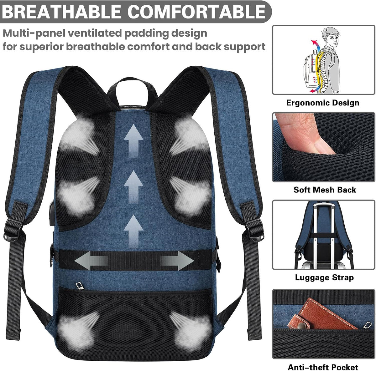 VSNOON Anti-Theft Laptop Backpack, 15.6-17.3 inch Business Laptop Bag