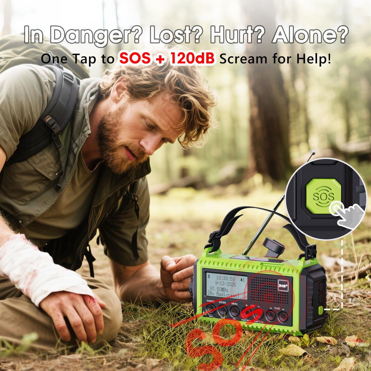 ROCAM Wind up Radio Solar, Battery, Torch, Portable DAB Radio