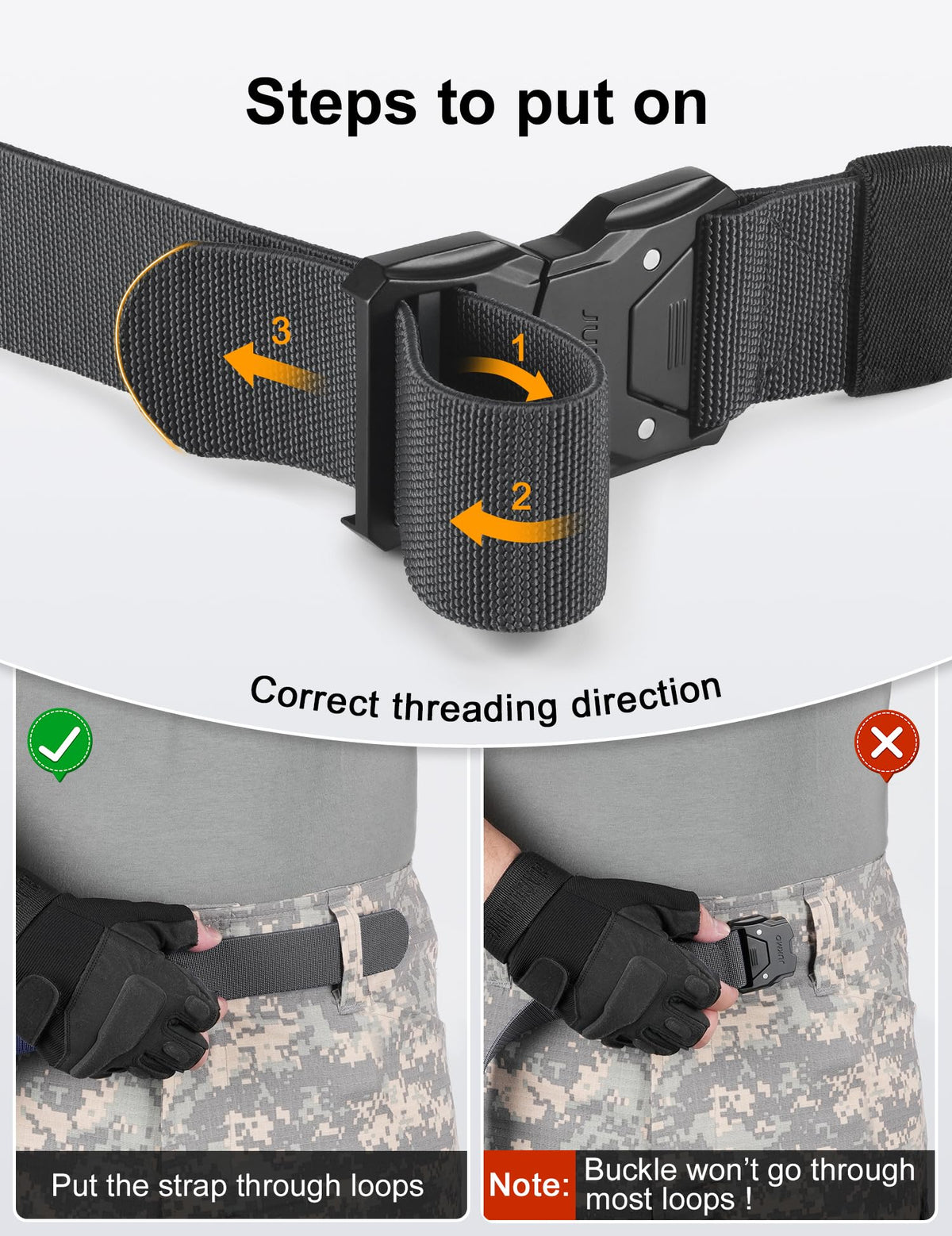 JUKMO Quick Release Tactical Belt, Military Work 1.5" Nylon Web Hiking Belt