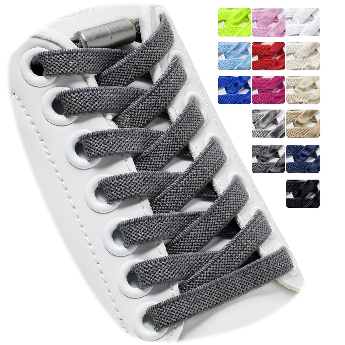 2 Pairs Elastic Shoe Laces for Trainers, 8mm Shoelace