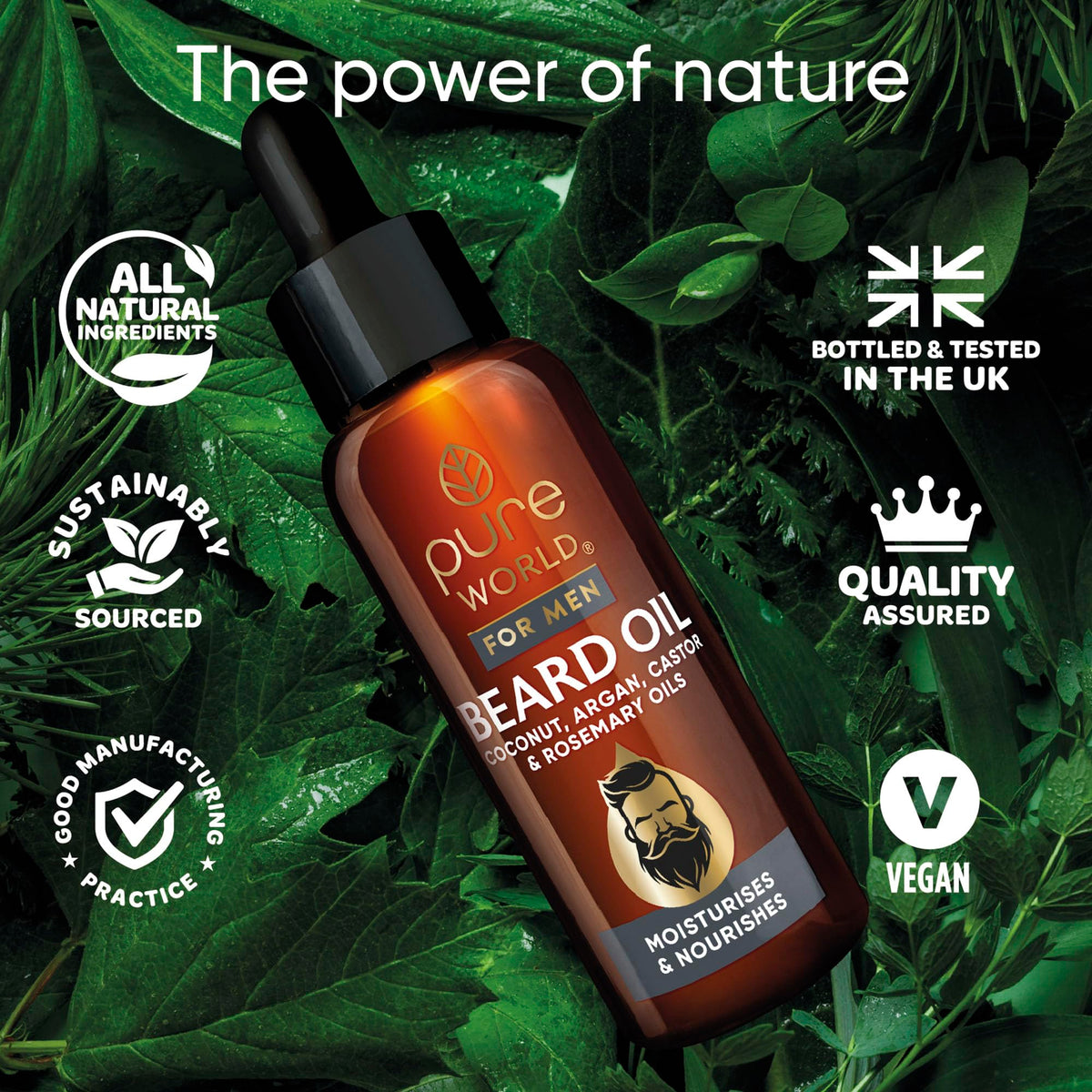 Pure World Natural Castor Oil 250ML Cold & Freshly Pressed 100% Pure and Undiluted Hexane Free Nourish Your Skin and Hair Eyebrows, Nails, Beard, Hair, Eyelash Growth Food Grade