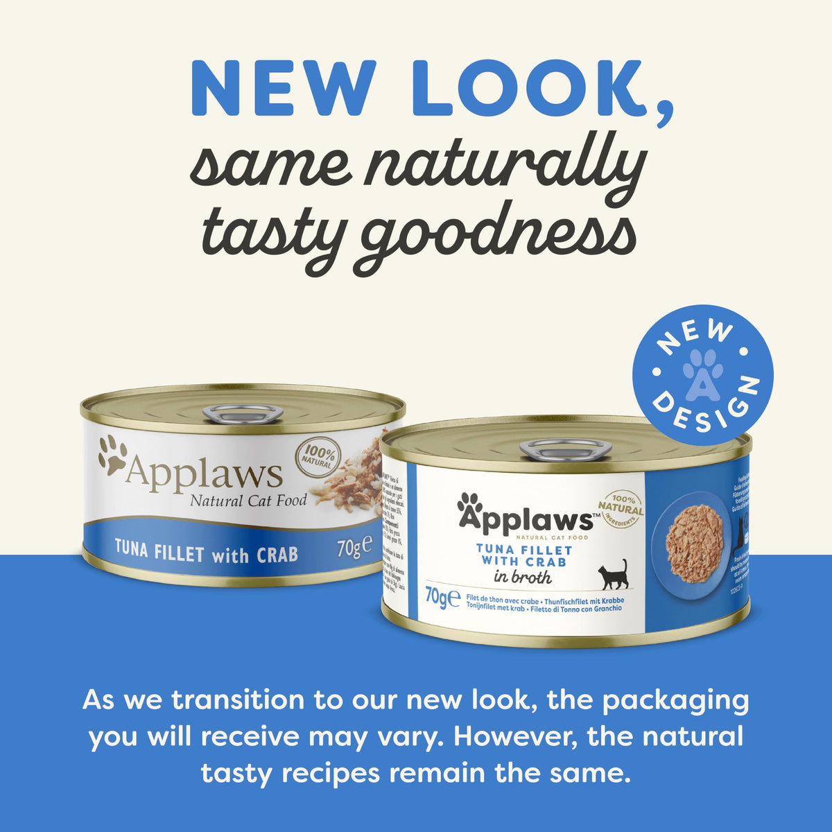 Applaws 100% Natural Wet Cat Food 24 x 70g Tuna Fillet Tins in Broth