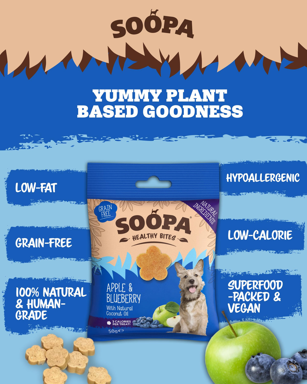 Soopa Strawberry Dog-Quiri Healthy Bites, Dog Training Treats, 50 g, 1-Pack