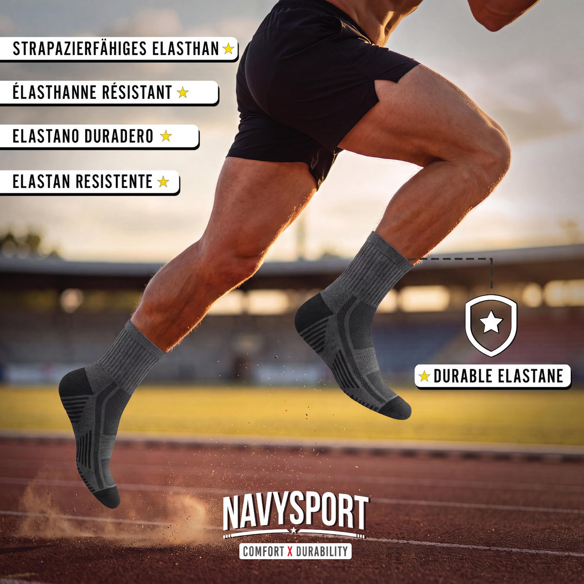 NAVYSPORT Men's Cotton Sports Socks, Pack of 6 Pairs