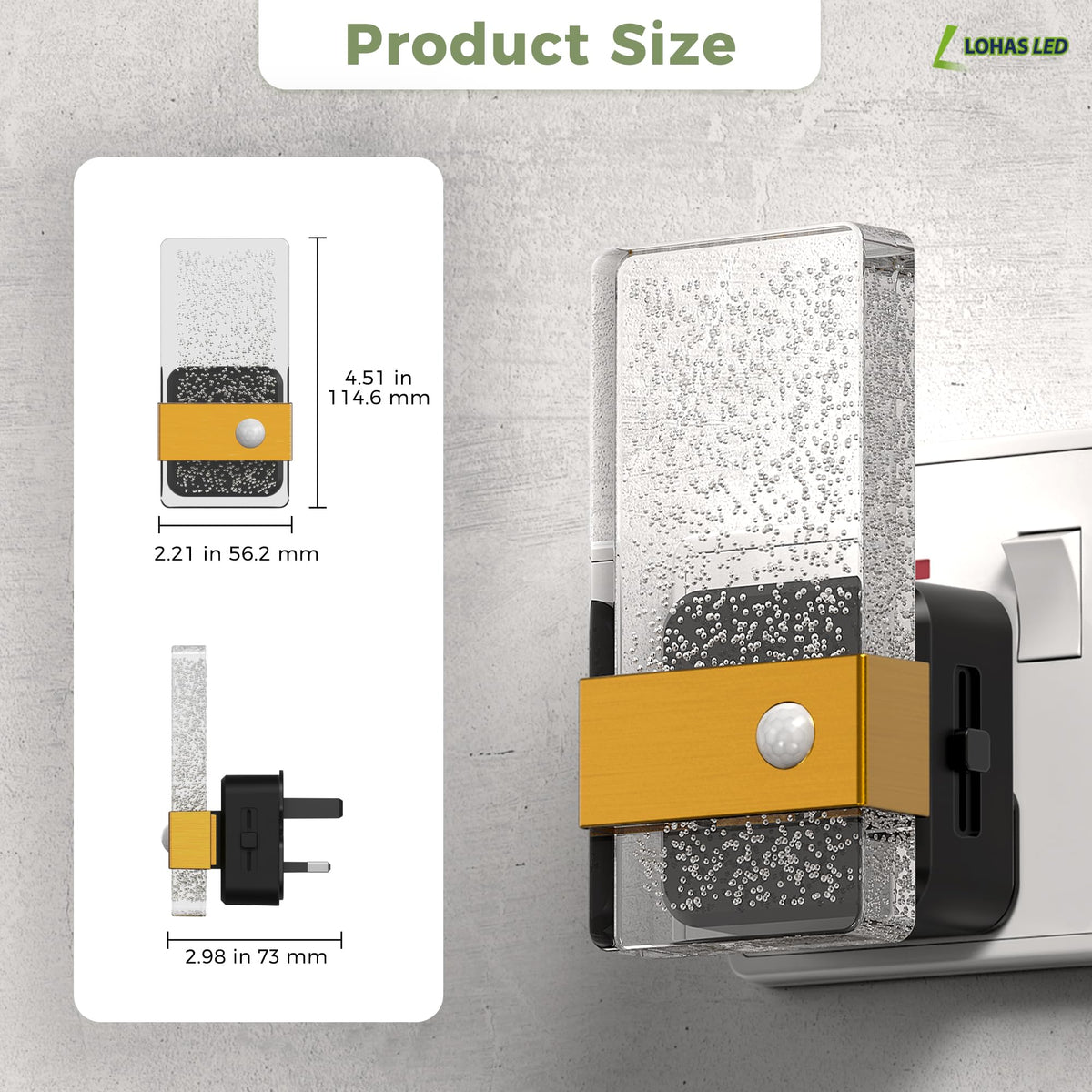 LOHAS-LED Night Light Plug in Wall with Motion Sensor, Dimmable Night Light