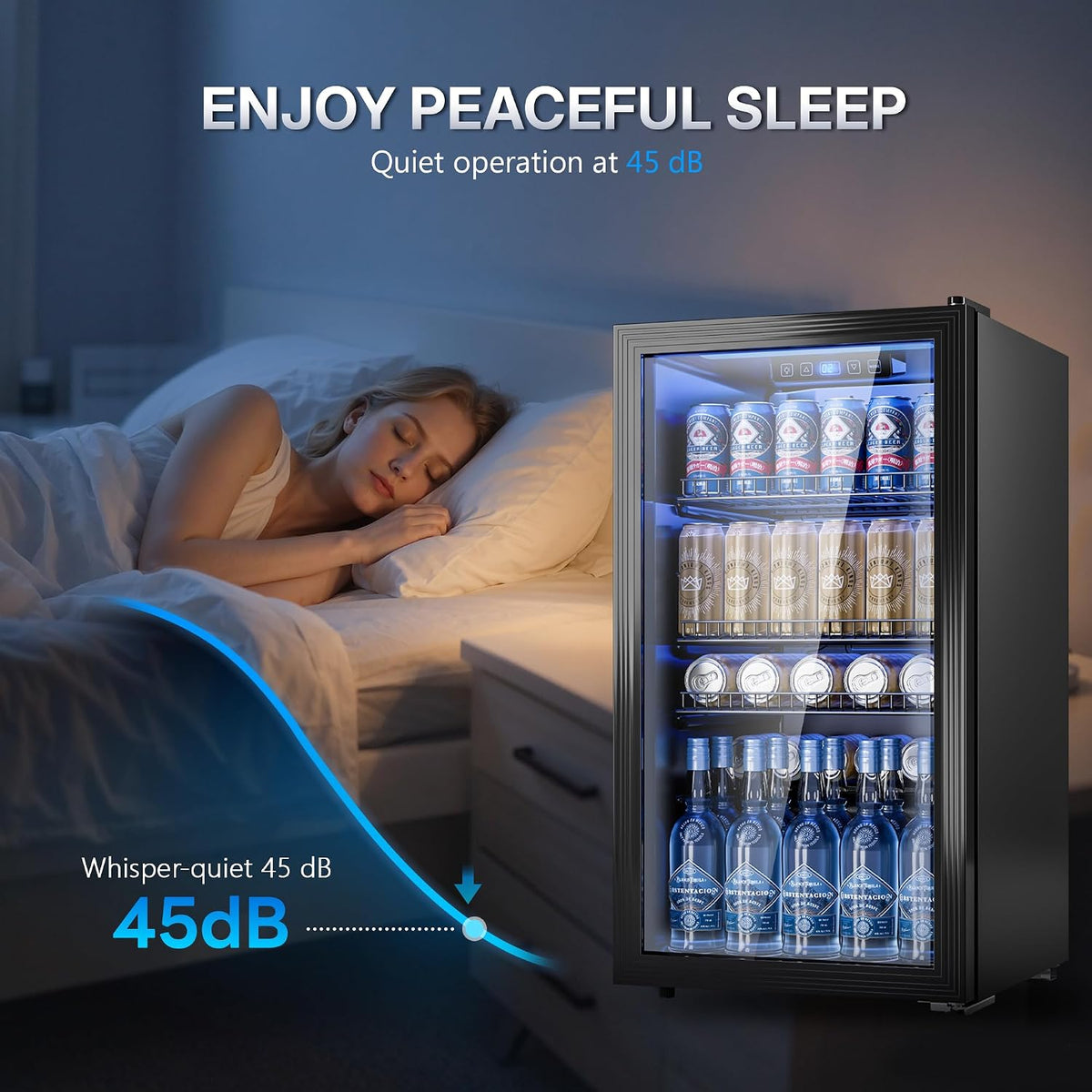 TRIUMPHKEY 90L Drinks Fridge with Glass Door, Beverage Cooler
