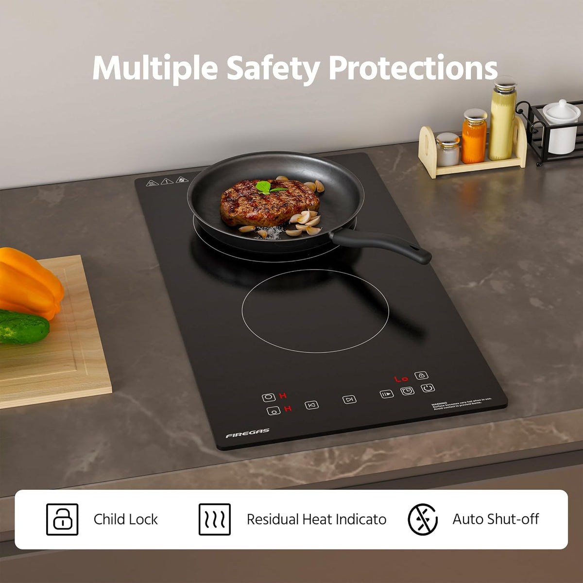 FIREGAS 2 Burner Ceramic Hob,Electric Hob with UK Plug,Built-in & Tabletop