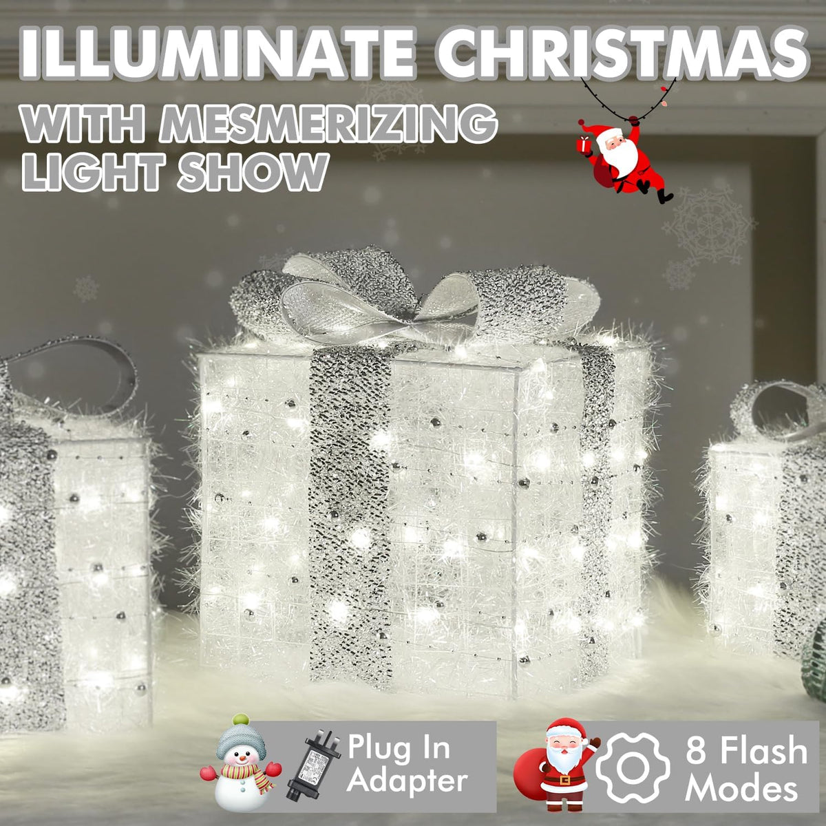 Light up Present Boxes Christmas 140LED, 3 Christmas Parcel Lights