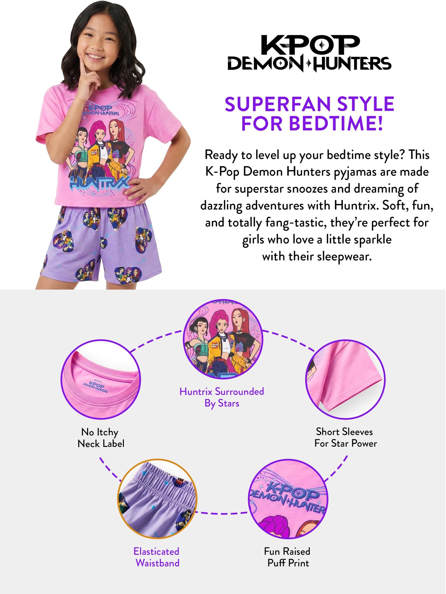 KPop Demon Hunters Pyjamas, Rumi, Zoey & Mira Girls Pjs Set, K-Pop Pyjamas, Ages 5 To 13 Years