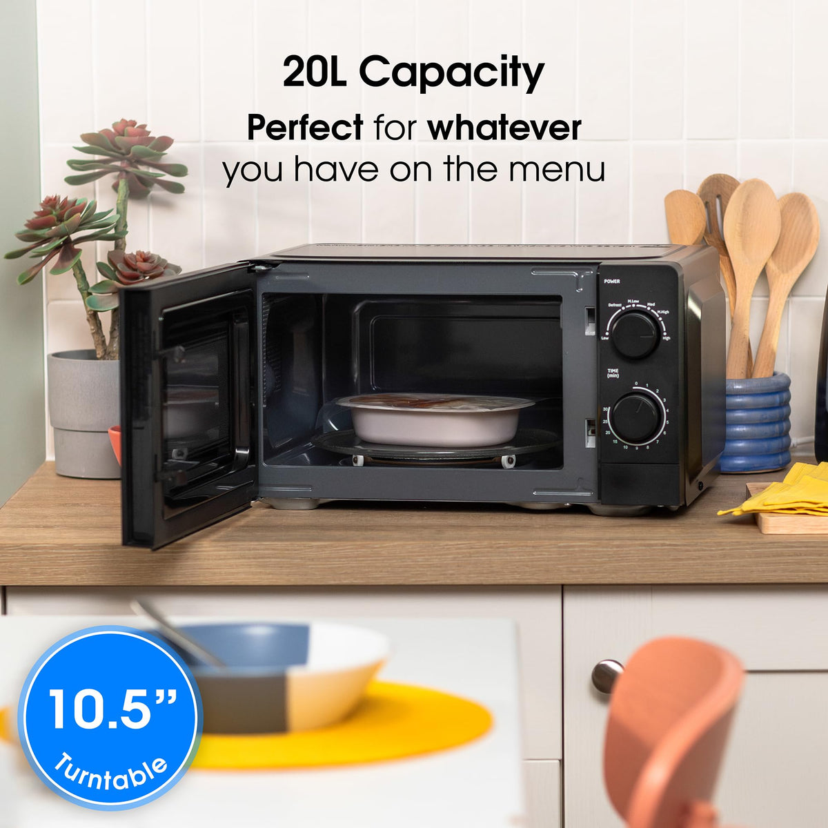 Abode Touch Control Microwave 20 Litre Black Digital 700W with Clock & Timer, 5 Auto Cook Settings & Defrost, 10 Power Levels AMT2012B (Touch Control, Silver)
