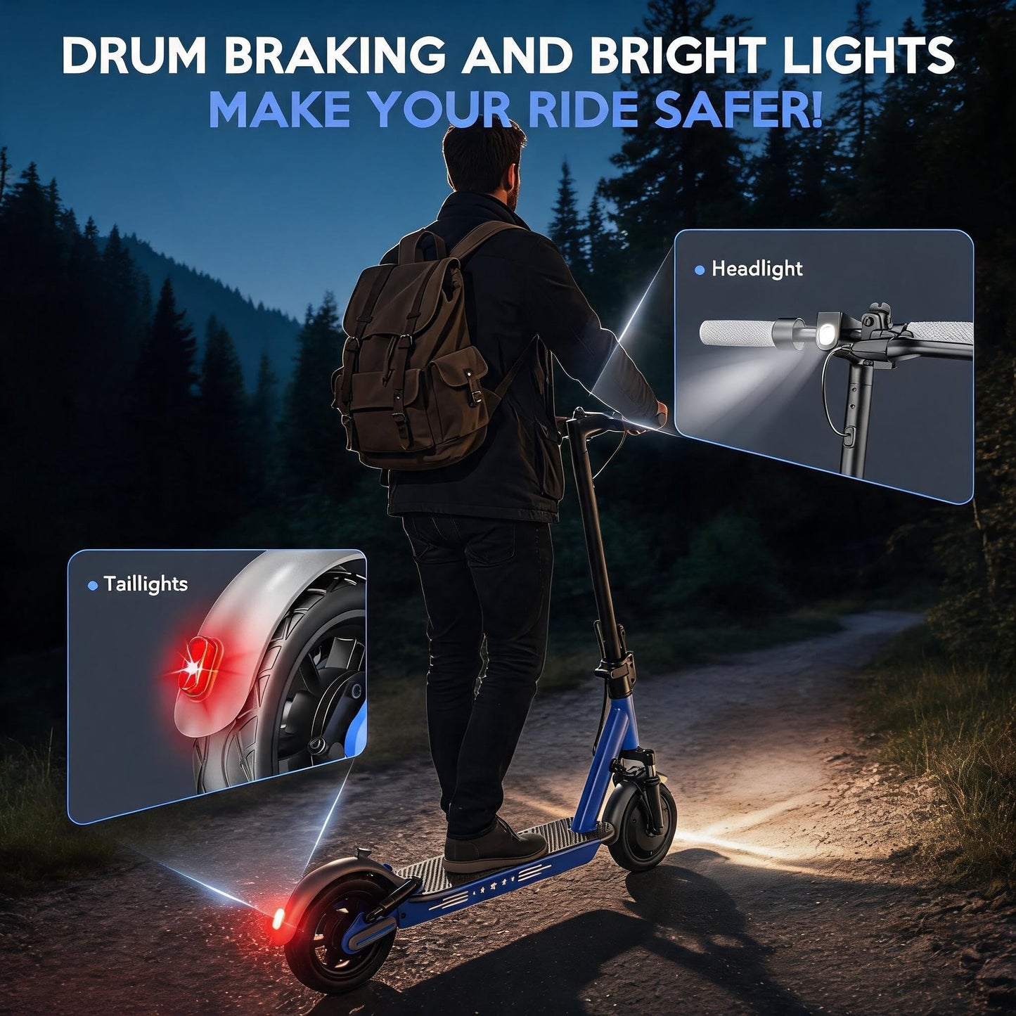 Zephyride V8 Electric Scooter — 350W, 25 km/h, 28-35 km Range, Smart App | UL-2272 Certified