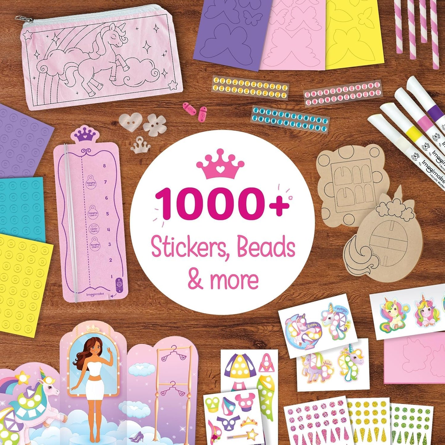 Imagimake Princess Craft Kit | 10 Mess-Free DIY Activities | Bracelet Making Kit, Unicorn Pouch, Butterfly Wands & More | Unicorn Gifts for Kids | Gifts for Girls & Boys 5,6,7,8,9,10,11,12 Years Old