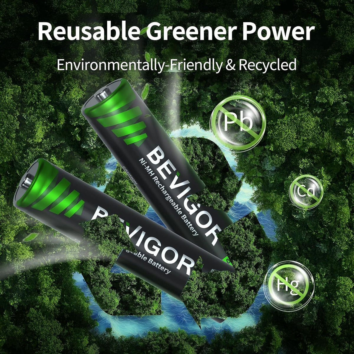 BEVIGOR AA Rechargeable Batteries 8 Pack, 1500 Cycles 2800mAh 1.2V High Capacity AA Ni-MH Rechargeable Batteries, Precharged