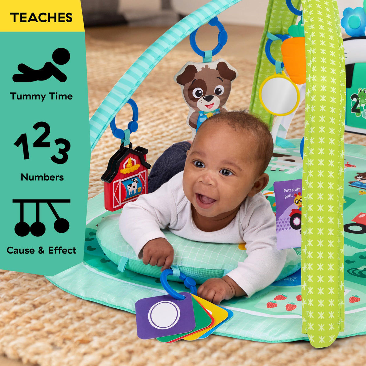 Baby Einstein 4-in-1 Kickin Tunes Play Gym, Tummy Time Baby Play Mat with Kick Piano, Music & Language Discovery, Sensory Toys, Lights & Sounds, for Newborns & Up