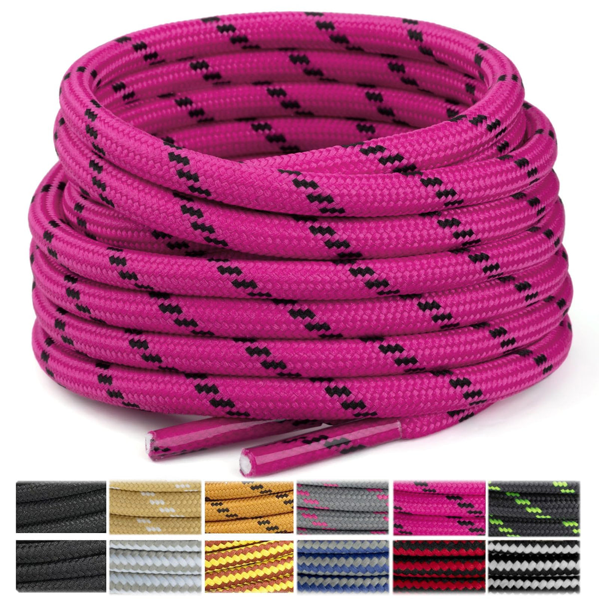 Stepace 2 Pairs Round Heavy Duty Boot Laces for Hiking and Work Boots