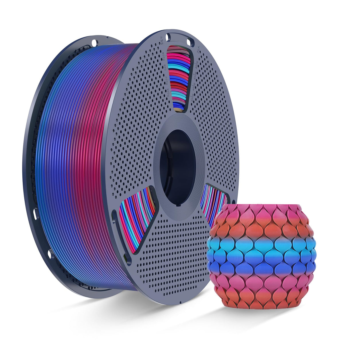 SUNLU 4KG Silk 2.0 PLA Filament 1.75, Gold+Silver+Titanium Steel+Copper Red