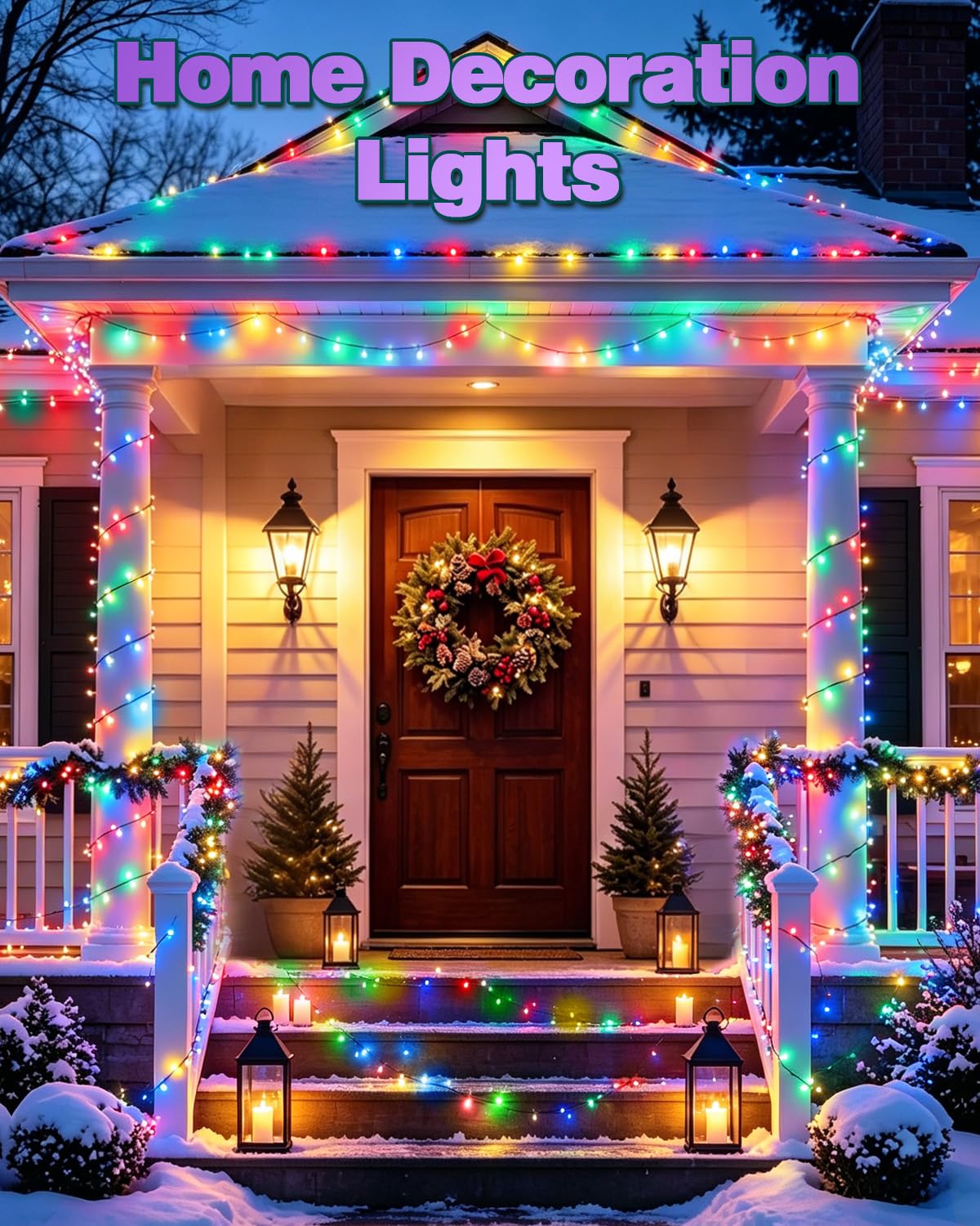 Dalugo Halloween Decoration Lights, 5M 50 LED Orange Purple White Fairy Lights with Timer, IP65 Waterproof Battery Powered Lights for Indoor Outdoor Autumn Halloween Decorations(Green Wire)