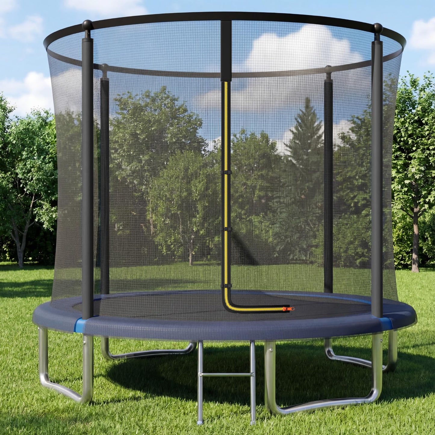 JUMMICO 12ft Outdoor Garden Trampoline with Safety Enclosure Net — 36 Galvanised Springs