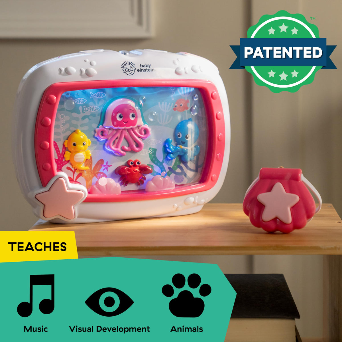 Baby Einstein Sea Dreams Soother, Crib Toy with Remote, Baby Sleep Aid, Calming Lights & Melodies, Newborn and Up