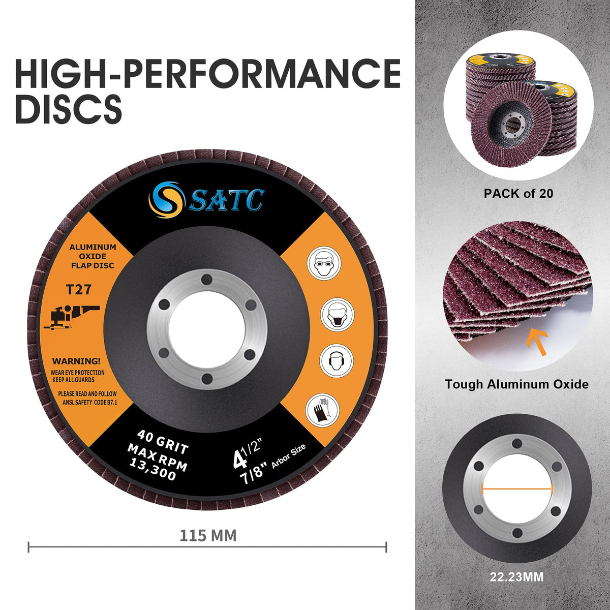 SATC Flap Discs 115mm 10 Pack Grinding Discs 120 Grit for Angle Grinder to Sanding Grinding Metal Wood
